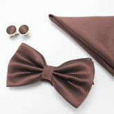 BROWN TEXTURED BOW TIE SET